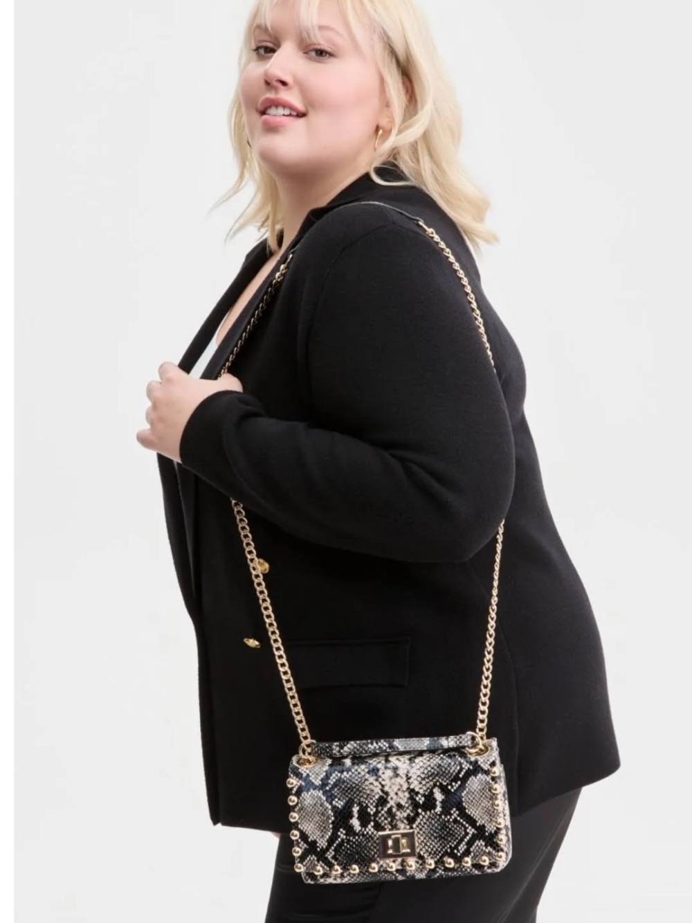 I.N.C.Snake W/Gold Stud Crossbody NWT - Picture 3 of 5